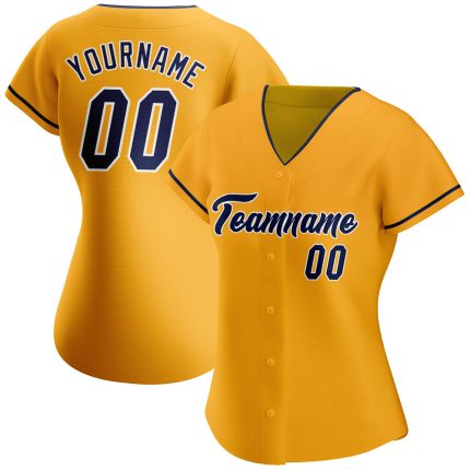 Personalized Gold Navy-White Baseball Jersey for Authentic Team Spirit Personalized Gold Navy-White Authentic Baseball Jersey