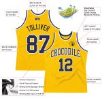 Personalized Gold Navy White Basketball Jersey - Authentic Throwback Design Personalized Gold Navy-White Authentic Throwback