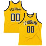 Custom Name & Number Personalized Gold Navy White Basketball Jersey - Authentic Throwback Jersey Personalized Gold Navy-White