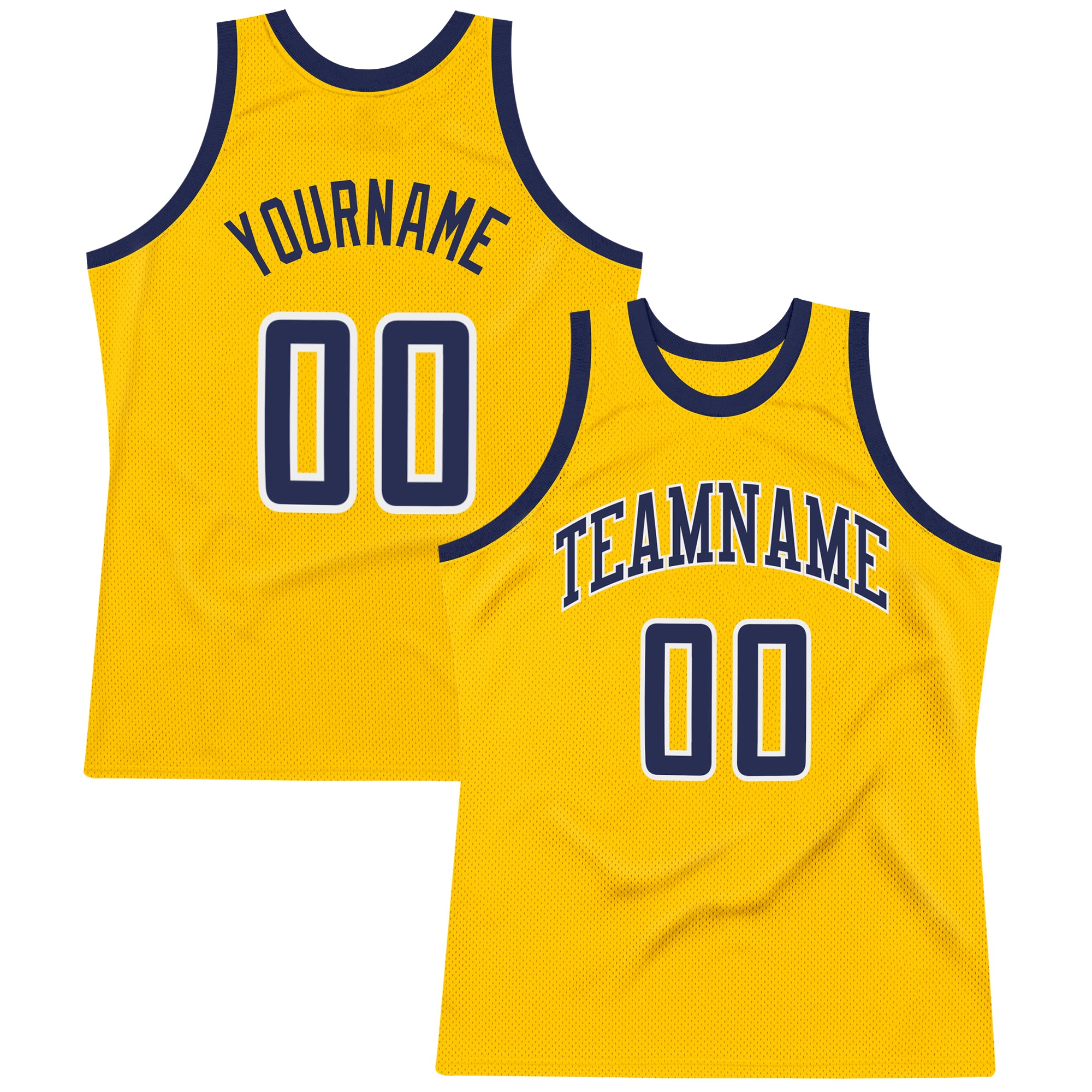 Custom Name & Number Personalized Gold Navy White Basketball Jersey - Authentic Throwback Jersey Personalized Gold Navy-White