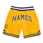 Custom Gold Navy White Basketball Shorts with Team Name and Number - Personalized Authentic Throwback Design Personalized