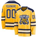 Personalized Gold Hockey Jersey - Custom Navy-White Sports Apparel Personalized Gold Navy-White Hockey Jersey