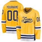 Custom Gold Navy-White Hockey Jersey with Personalized Name and Number - Team Apparel Personalized Gold Navy-White Hockey