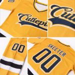 Custom Gold Navy-White Hockey Jersey with Personalized Name and Number - Team Apparel Personalized Gold Navy-White Hockey