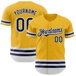 Custom Name and Number Baseball Jersey - Personalized Gold Navy-White Line Authentic Team Jersey Personalized Gold Navy-White
