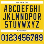 Custom Team Name and Number Performance T-Shirt in Gold Navy-White, Long Sleeve Design Personalized Gold Navy-White Long