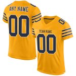 Personalized Gold Navy White Football Jersey - Authentic Mesh Design Personalized Gold Navy-White Mesh Authentic Football
