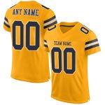 Custom Name and Number Personalized Gold Navy-White Mesh Football Jersey - Authentic Team Apparel Personalized Gold Navy-White