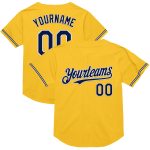 Custom Personalized Gold Navy-White Authentic Baseball Jersey with Team Name and Number - Throwback Style Personalized Gold