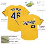 Custom Personalized Gold Navy-White Authentic Baseball Jersey with Team Name and Number - Throwback Style Personalized Gold