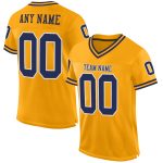 Custom Name and Number Personalized Gold Navy-White Mesh Football Jersey - Authentic Throwback Team Jersey Personalized Gold
