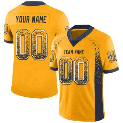 Custom Name Number Personalized Gold Navy-White Mesh Football Jersey - Drift Fashion Team Apparel Personalized Gold Navy-White