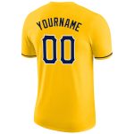 Custom Personalized Gold Navy-White Performance T-Shirt with Team Name and Number Personalized Gold Navy-White Performance