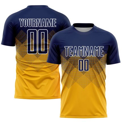 Personalized Gold Navy White Soccer Jersey Uniform - Custom Sports Apparel Personalized Gold Navy-White Sublimation Soccer