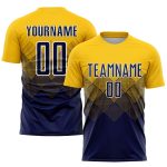 Custom Name and Number Soccer Jersey - Personalized Gold Navy-White Sublimation Uniform Personalized Gold Navy-White Sublimation