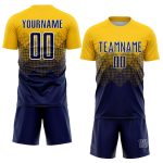 Custom Name and Number Soccer Jersey - Personalized Gold Navy-White Sublimation Uniform Personalized Gold Navy-White Sublimation