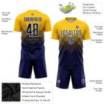Custom Name and Number Soccer Jersey - Personalized Gold Navy-White Sublimation Uniform Personalized Gold Navy-White Sublimation