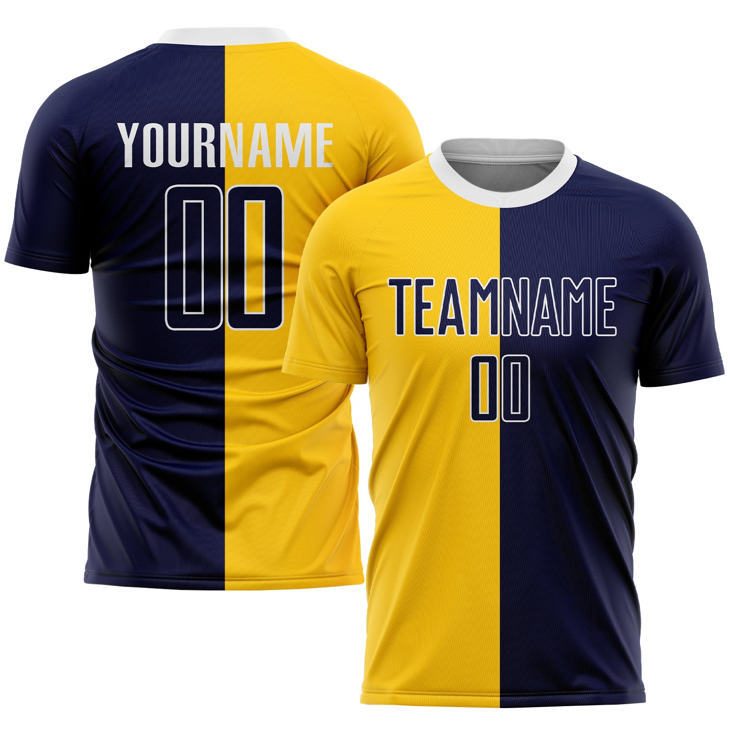 Custom Soccer Jersey Personalized Gold Navy-White with Name and Number - Fashion Split Uniform Personalized Gold Navy-White