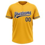 Custom Gold White Navy Unisex Softball Jersey - Personalized Two-Button Design Personalized Gold Navy-White Two-Button Unisex