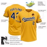 Custom Gold White Navy Unisex Softball Jersey - Personalized Two-Button Design Personalized Gold Navy-White Two-Button Unisex