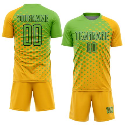 Custom Soccer Jersey with Personalized Name & Number - Gold Neon Green-Navy Sublimation Team Uniform Personalized Gold Neon