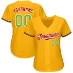 Custom Gold Neon Green Red Baseball Jersey - Personalized Authentic Design Personalized Gold Neon Green-Red Authentic Baseball