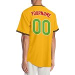 Personalized Gold Neon Green Red Baseball Jersey Custom Name and Number - Authentic Team Apparel Personalized Gold Neon Green-Red