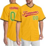 Personalized Gold Neon Green Red Baseball Jersey Custom Name and Number - Authentic Team Apparel Personalized Gold Neon Green-Red