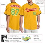 Personalized Gold Neon Green Red Baseball Jersey Custom Name and Number - Authentic Team Apparel Personalized Gold Neon Green-Red