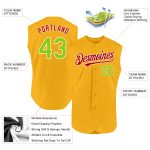 Personalized Gold Neon Green Red Baseball Jersey - Authentic Sleeveless Style Personalized Gold Neon Green-Red Authentic