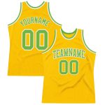 Custom Name Number Personalized Gold Neon Green White Basketball Jersey Authentic Throwback Personalized Gold Neon Green-White