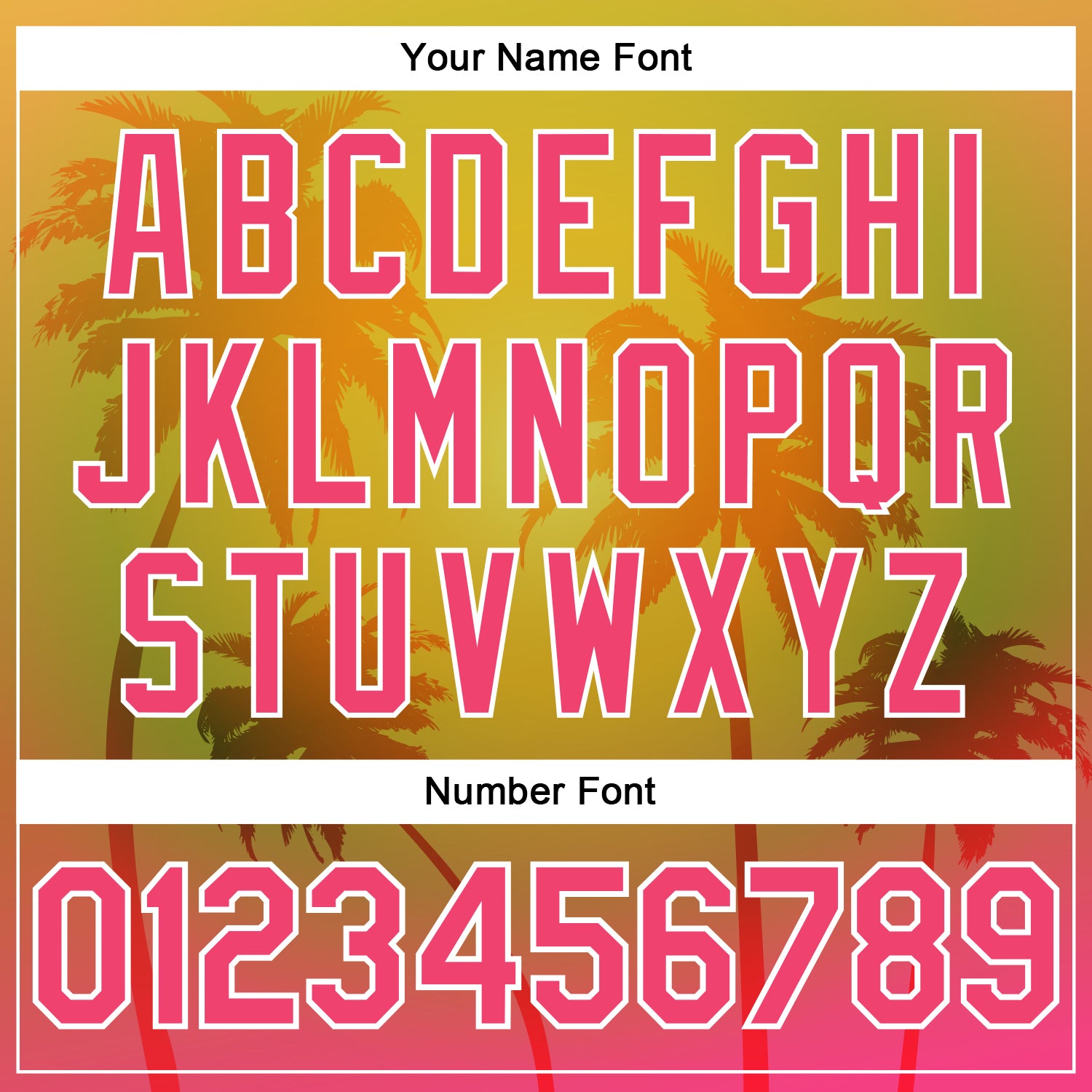 Personalized Gold Neon Pink-White 3D Pattern Design Hawaii Palm Trees Authentic Baseball Jersey Team Custom Name and Number Personalized Hawaii Palm Trees Baseball Jersey in Gold Neon Pink-White 3D Pattern with Custom Name and Number Personalized - Image 5