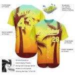 Custom Name & Number Hawaii Palm Trees 3D Pattern Baseball Jersey - Personalized Gold Neon Yellow-White Design Personalized