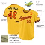 Custom Name and Number Personalized Gold Orange-Black Baseball Jersey - Authentic Throwback Design Personalized Gold Orange-Black