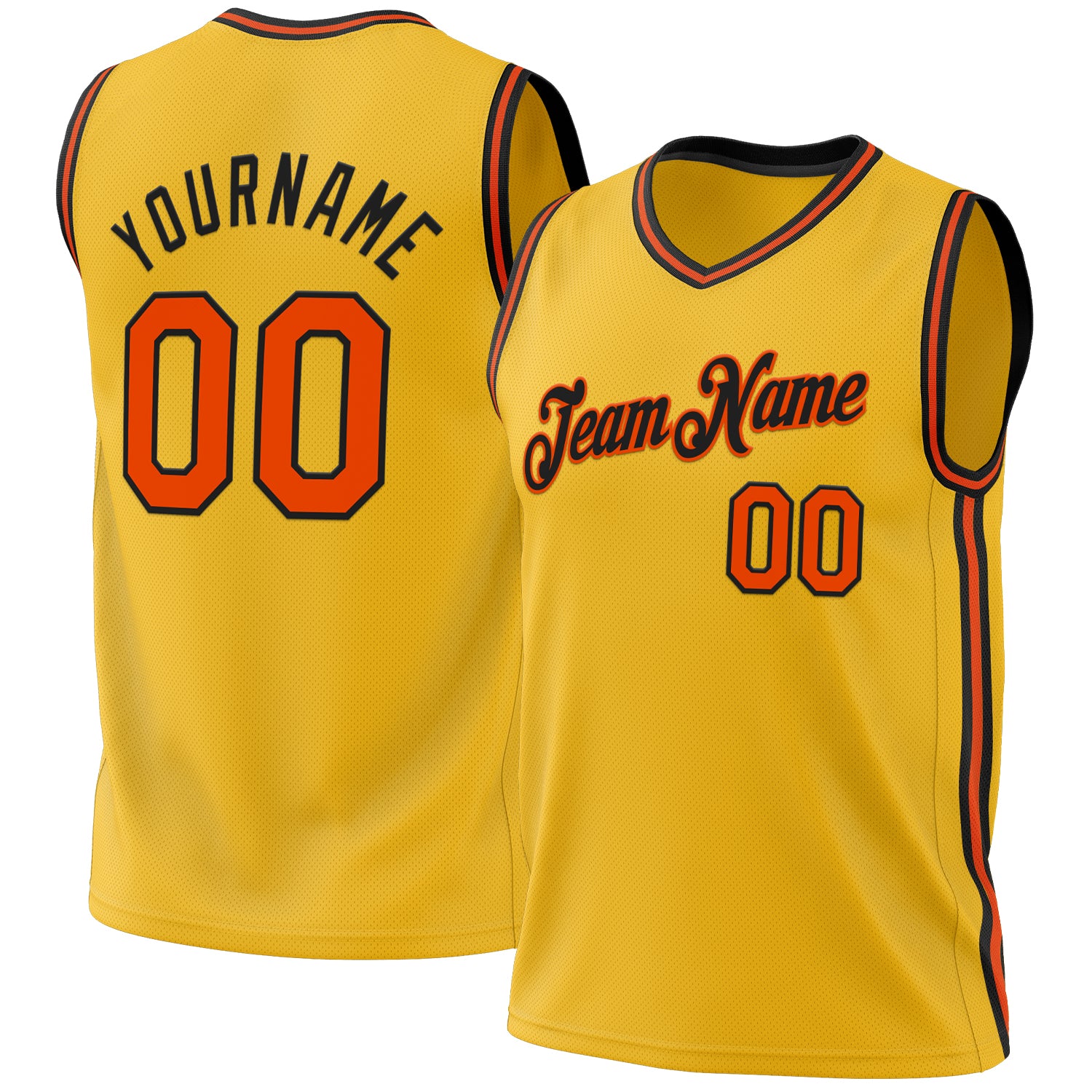 Custom Name Number Personalized Gold Orange-Black Basketball Jersey - Authentic Throwback Team Jersey Personalized Gold Orange-Black