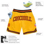 Custom Name Number Basketball Shorts - Personalized Gold Orange-Black Authentic Throwback Style Personalized Gold Orange-Black