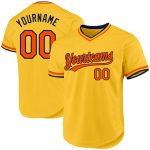 Custom Name Number Baseball Jersey - Personalized Gold Orange-Navy Authentic Throwback Team Jersey Personalized Gold Orange-Navy
