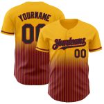 Custom Name Number Personalized Gold Pinstripe Baseball Jersey - Black Crimson Authentic Fade Fashion Team Jersey Personalized