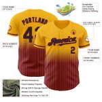 Custom Name Number Personalized Gold Pinstripe Baseball Jersey - Black Crimson Authentic Fade Fashion Team Jersey Personalized