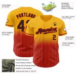 Custom Name Number Black Red Gold Pinstripe Authentic Fade Baseball Jersey Personalized Gold Pinstripe Black-Red Authentic