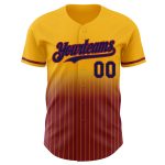 Custom Name Number Navy Crimson Baseball Jersey Personalized Gold Pinstripe Authentic Fade Fashion Personalized Gold Pinstripe