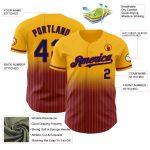 Custom Name Number Navy Crimson Baseball Jersey Personalized Gold Pinstripe Authentic Fade Fashion Personalized Gold Pinstripe