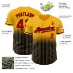 Personalized Red-Black Baseball Jersey with Custom Name and Number - Authentic Fade Gold Pinstripe Fashion Team Apparel Personalized