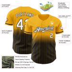 Custom Name Number Gold Pinstripe Baseball Jersey - Authentic Fade Design in White and Black Personalized Gold Pinstripe