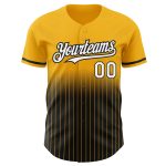 Custom Name Number Gold Pinstripe Baseball Jersey - Authentic Fade Design in White and Black Personalized Gold Pinstripe
