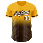 Custom Name Number Gold Pinstripe Baseball Jersey White Brown Authentic Fade Fashion Personalized Gold Pinstripe White-Brown
