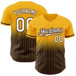 Custom Name Number Gold Pinstripe Baseball Jersey White Brown Authentic Fade Fashion Personalized Gold Pinstripe White-Brown