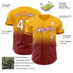 Custom Name Number Gold Pinstripe Baseball Jersey - White Crimson Authentic Fade Fashion Team Jersey Personalized Gold Pinstripe