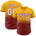 Custom Name Number Gold Pinstripe Baseball Jersey - White Crimson Authentic Fade Fashion Team Jersey Personalized Gold Pinstripe