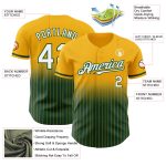 Custom Name and Number Personalized Gold Pinstripe Baseball Jersey - White-Green Authentic Fade Fashion Personalized Gold